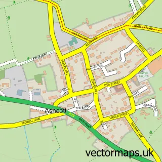 Street map sample of Ashcott, Somerset