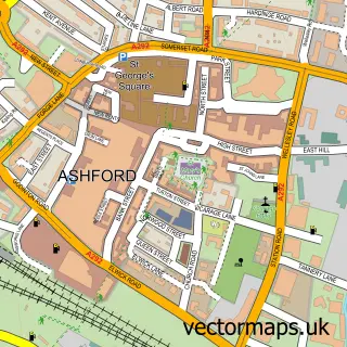 Street map sample of Ashford, Kent