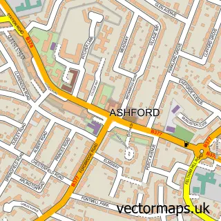 Street map sample of Ashford, Surrey
