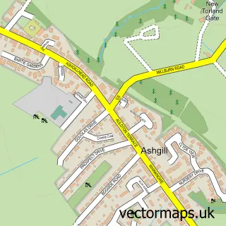 Street map sample of Ashgill, Lanarkshire