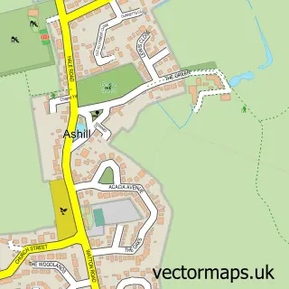 Street map sample of Ashill, Norfolk