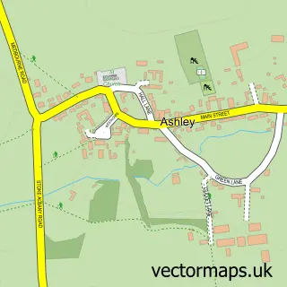 Street map sample of Ashley, Northamptonshire