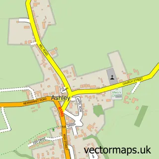 Street map sample of Ashley, Cambridgeshire