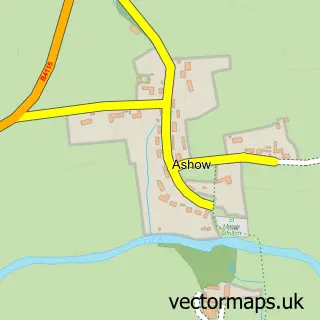 Street map sample of Ashow, Warwickshire