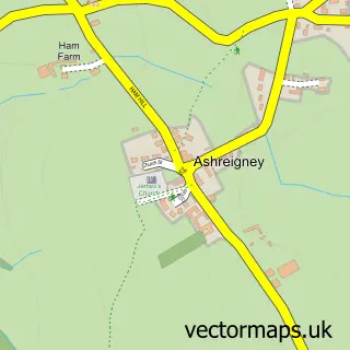 Street map sample of Ashreigney, Devon