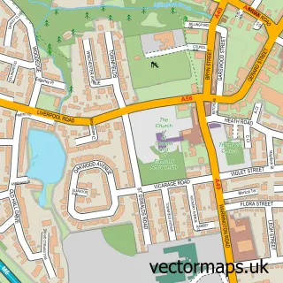 Street map sample of Ashton-in-Makerfield, Greater Manchester