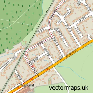 Street map sample of Ashurst, Hampshire