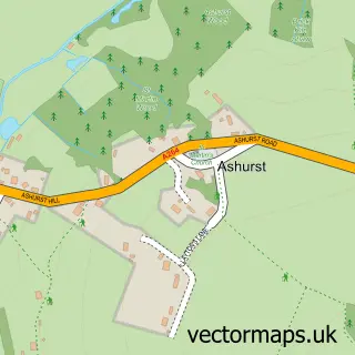 Street map sample of Ashurst, Kent