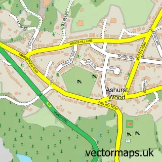 Street map sample of Ashurst Wood, West Sussex