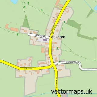 Street map sample of Askham, Nottinghamshire