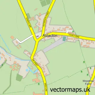 Street map sample of Aslacton, Norfolk