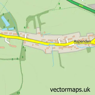 Street map sample of Aspenden, Hertfordshire