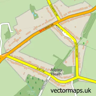Street map sample of Aspley Heath, Warwickshire