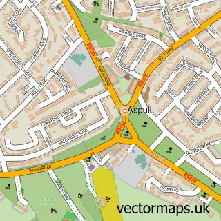 Street map sample of Aspull, Greater Manchester