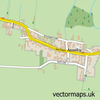 Street map sample of Asselby, East Riding of Yorkshire