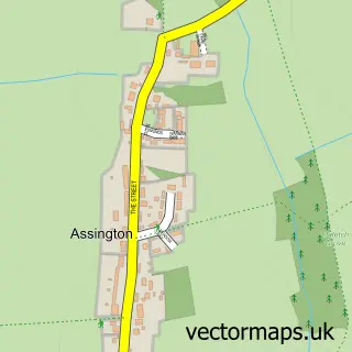 Street map sample of Assington, Suffolk
