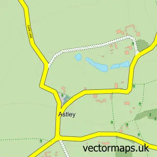 Street map sample of Astley Town, Worcestershire