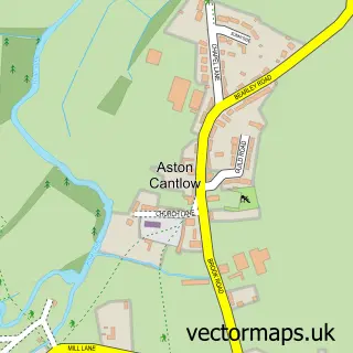 Street map sample of Aston Cantlow, Warwickshire