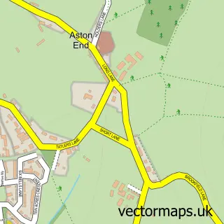 Street map sample of Aston End, Hertfordshire