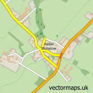 Street map sample of Aston Munslow, Shropshire