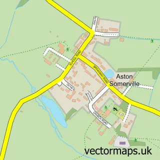 Street map sample of Aston Somerville, Worcestershire