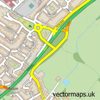 Street map sample of Aston, Clwyd