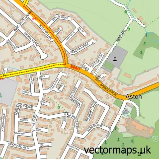 Street map sample of Aston, South Yorkshire