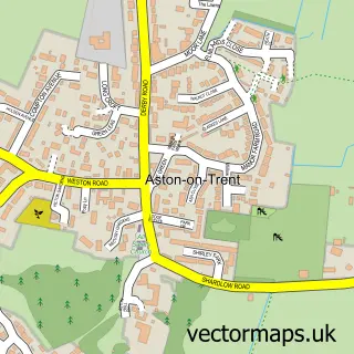 Street map sample of Aston-on-Trent, Derbyshire
