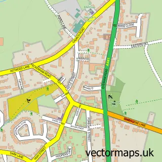Street map sample of Astwood Bank, Worcestershire