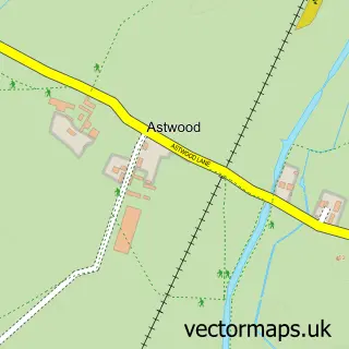 Street map sample of Astwood, Worcestershire