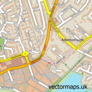 Street map sample of Attenborough, Nottinghamshire