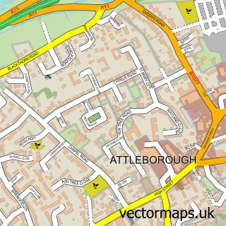 Street map sample of Attleborough, Norfolk