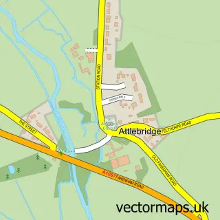 Street map sample of Attlebridge, Norfolk