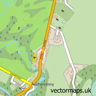 Street map sample of Auchendinny, Midlothian