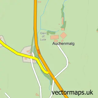 Street map sample of Auchenmalg, Wigtown