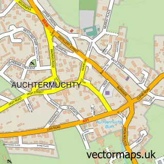 Street map sample of Auchtermuchty, Fife