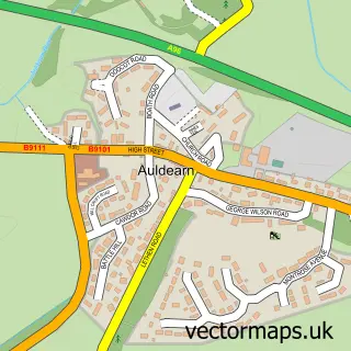 Street map sample of Auldearn, Nairn