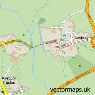 Street map sample of Avebury, Wiltshire