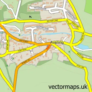 Street map sample of Avening, Gloucestershire