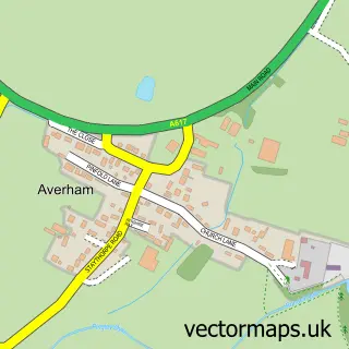 Street map sample of Averham, Nottinghamshire