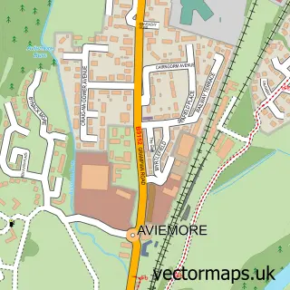 Street map sample of Aviemore, Inverness