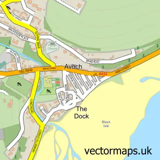 Street map sample of Avoch, Ross and Cromarty