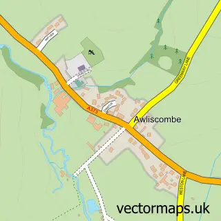 Street map sample of Awliscombe, Devon