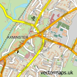 Street map sample of Axminster, Devon