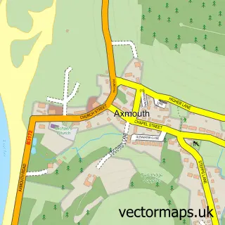 Street map sample of Axmouth, Devon