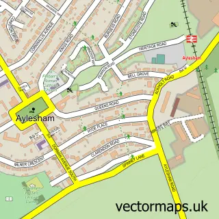 Street map sample of Aylesham, Kent