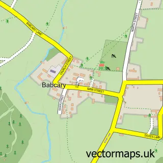 Street map sample of Babcary, Somerset