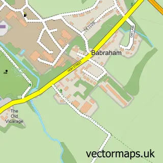 Street map sample of Babraham, Cambridgeshire
