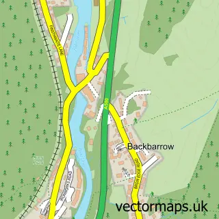Street map sample of Backbarrow, Cumbria