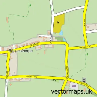 Street map sample of Baconsthorpe, Norfolk